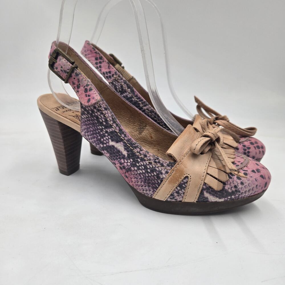 Wonders Kilty Heels Pink Purple Artsy Retro Size 37 (US 6.5) Made In Spain